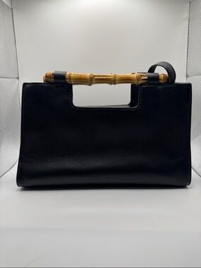 Talbots Black Satchel with Bamboo Handle